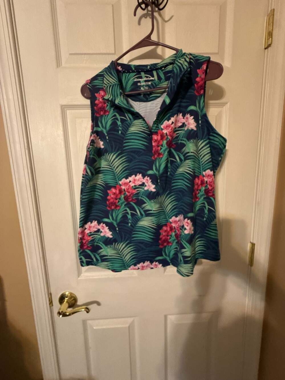 Tommy Bahama Islandzone Sleeveless Polo Top Size XL/TG Tropical Floral